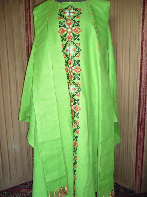 Chasuble et son étole de toile verte