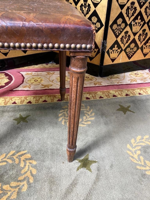 Suite di 10 sedie in pelle in stile Luigi XVI