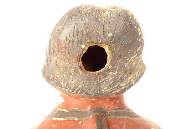 Pre-Columbian statuette emaciated seated man Nayarit Mexico terracotta