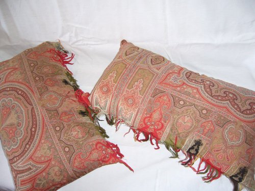 Pair of 19th century cashmere cushions