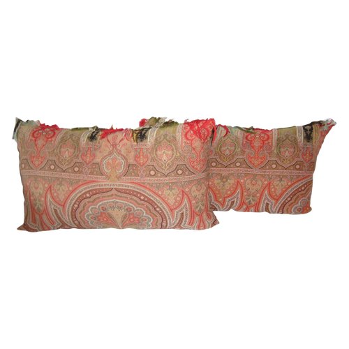 Pair of 19th century cashmere cushions