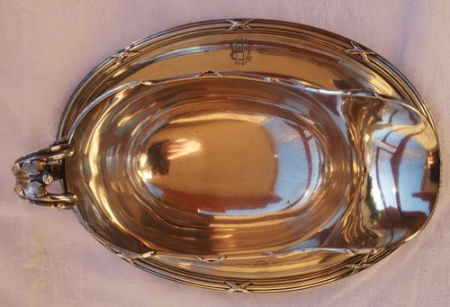 Elégante saucière style Louis XVI argent massif poinçon minerve orfèvre Tétard Frères, fin XIXème