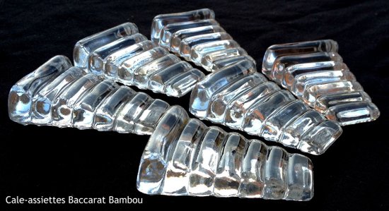 Rare 6 cale assiettes en cristal modèle Bambou Baccarat