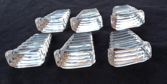 Rare 6 cale assiettes en cristal modèle Bambou Baccarat