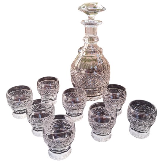 Saint-Louis crystal "Trianon" liqueur service (1 carafe + 8 glasses)