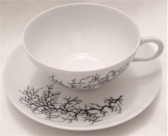 9 Tasses à thé porcelaine Limoges design Françoise Adnet pour Giraud&Brousseau