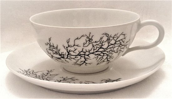 9 Tasses à thé porcelaine Limoges design Françoise Adnet pour Giraud&Brousseau
