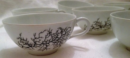 9 Tasses à thé porcelaine Limoges design Françoise Adnet pour Giraud&Brousseau