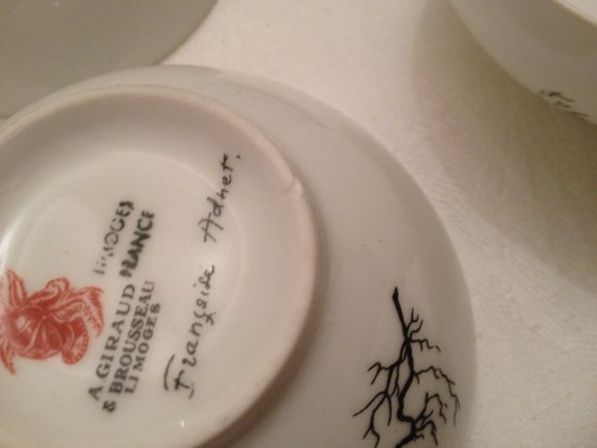 9 Tasses à thé porcelaine Limoges design Françoise Adnet pour Giraud&Brousseau