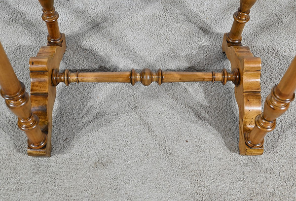 Rare Small Chiffonnière Table in Speckled Amboyna and Cherry, Louis Philippe period – 2nd part