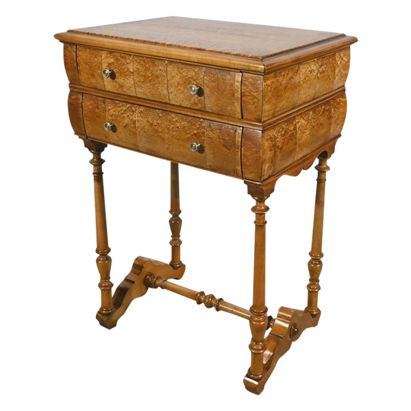 Rare Small Chiffonnière Table in Speckled Amboyna and Cherry, Louis Philippe period – 2nd part