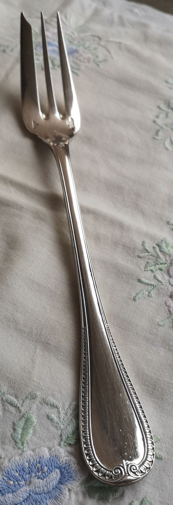 Silver-plated serving fork Malmaison model Christofle silverware