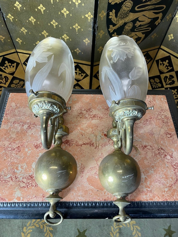 Pair Of Bronze Dutch Sconces