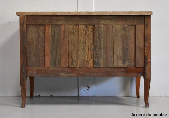 Comò Sauteuse in palissandro e legno viola, transizione Luigi XV / Luigi XVI - seconda parte del XIX secolo