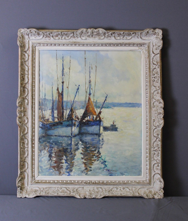 Öl auf Leinwand, Fischerboot von Jean Darignan