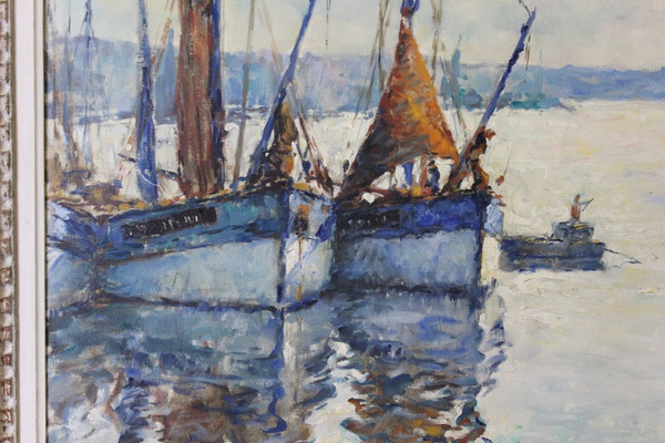 Öl auf Leinwand, Fischerboot von Jean Darignan
