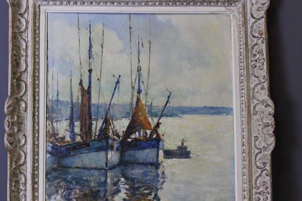 Öl auf Leinwand, Fischerboot von Jean Darignan