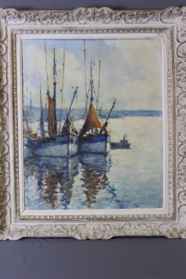 Öl auf Leinwand, Fischerboot von Jean Darignan