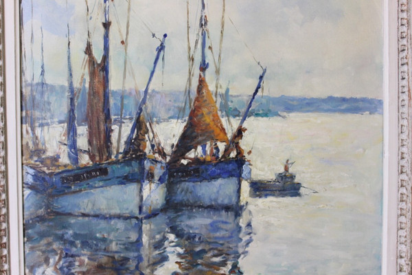 Öl auf Leinwand, Fischerboot von Jean Darignan