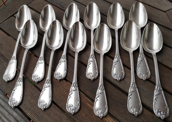 12 solid silver table cutlery neck brace Léon LAPAR & Fouquet Lapar (Tétard Successeur) late 19th century
