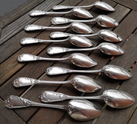 12 solid silver table cutlery neck brace Léon LAPAR & Fouquet Lapar (Tétard Successeur) late 19th century