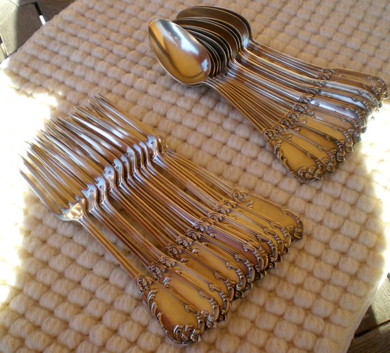 12 solid silver table cutlery neck brace Léon LAPAR & Fouquet Lapar (Tétard Successeur) late 19th century