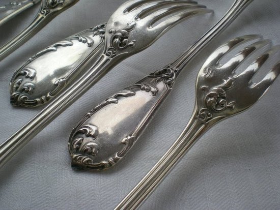 12 solid silver table cutlery neck brace Léon LAPAR & Fouquet Lapar (Tétard Successeur) late 19th century
