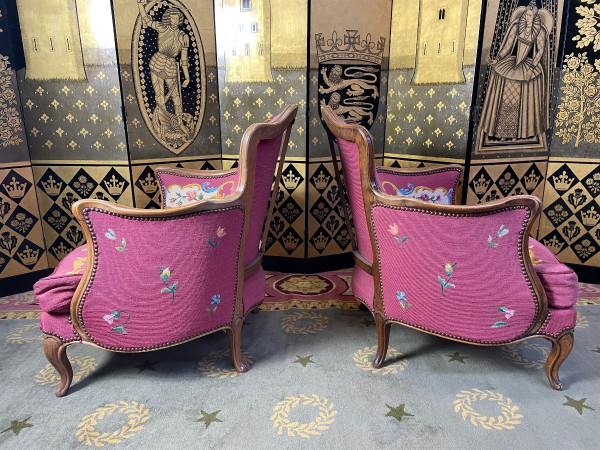 Coppia Di Poltrone Bergère In Stile Luigi XV