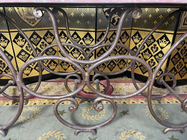 Table - Console De Boucher En Fer Forgé Et Marbre
