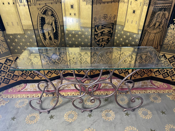 Table - Console De Boucher En Fer Forgé Et Marbre