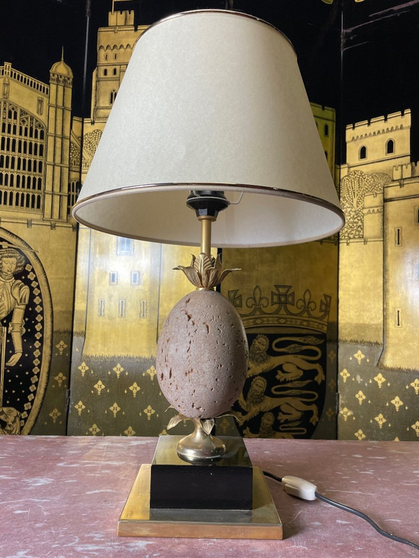 Lampada ananas in pietra e ottone
