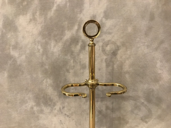 Serviteur de cheminée ancien en laiton poli d'époque 19 ème Charles X 
