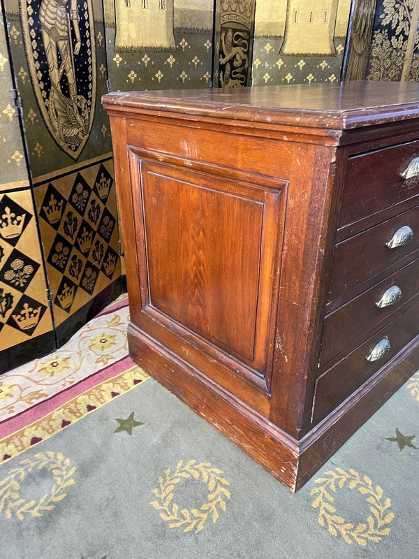 Commode - Meuble De Métier En Sapin 1900