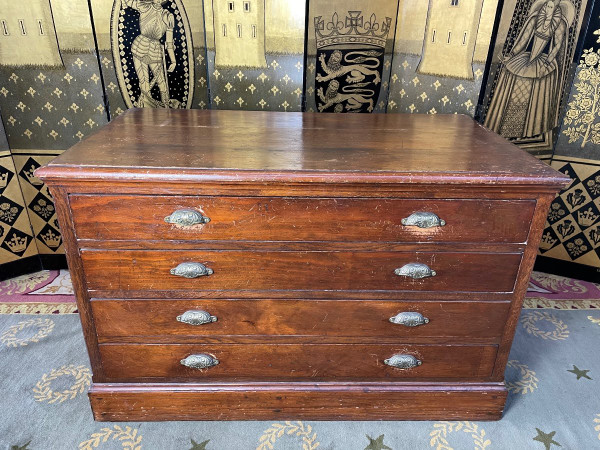 Commode - Meuble De Métier En Sapin 1900