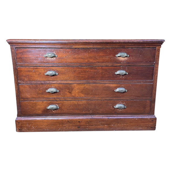 Commode - Meuble De Métier En Sapin 1900