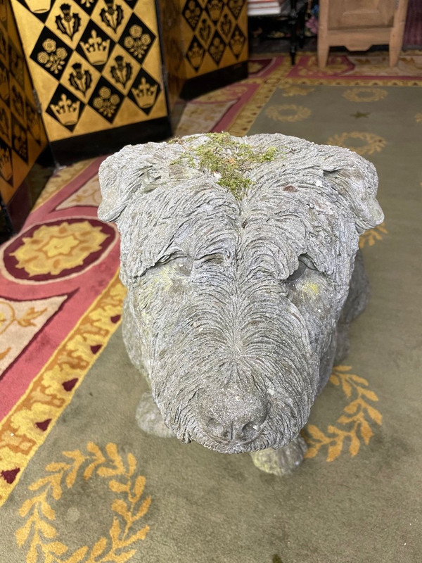 Chien En Pierre Reconstitué Signé
