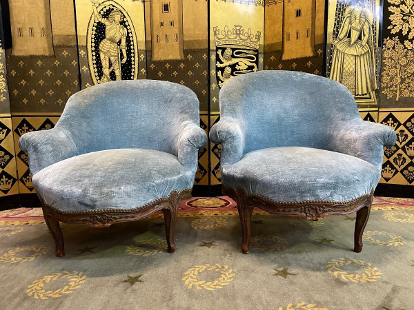 Paire De Fauteuils Crapaud D’époque Louis XV