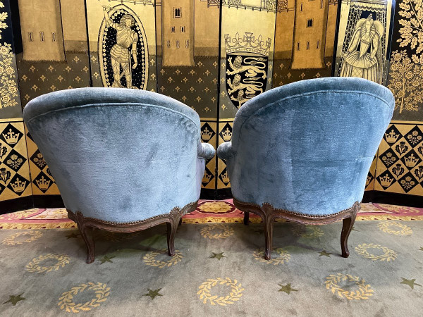 Paire De Fauteuils Crapaud D’époque Louis XV