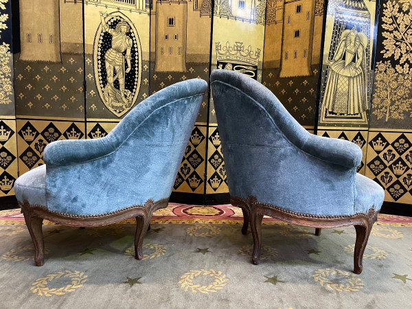 Paire De Fauteuils Crapaud D’époque Louis XV