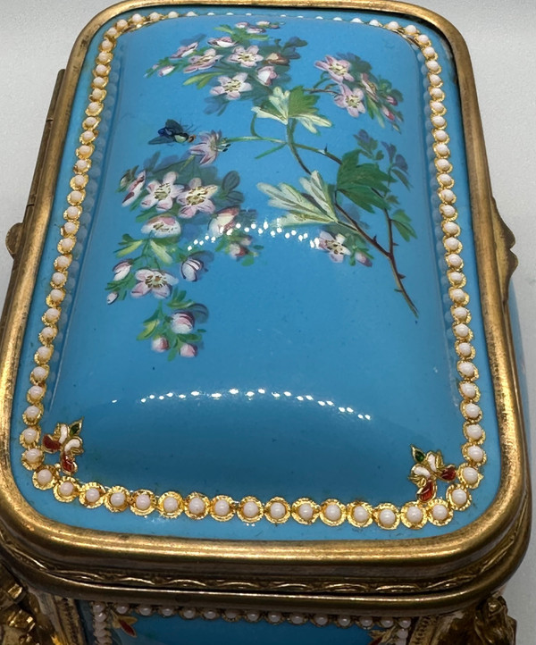 An enamel and gilt bronze jewelry box, late 19th century