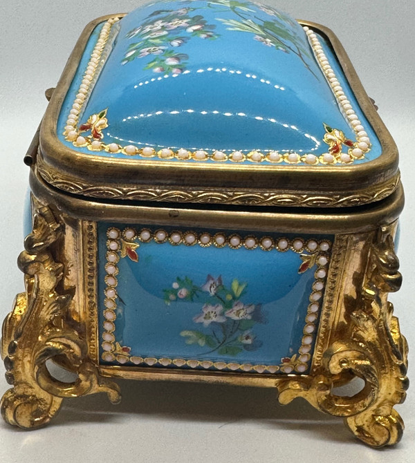 An enamel and gilt bronze jewelry box, late 19th century