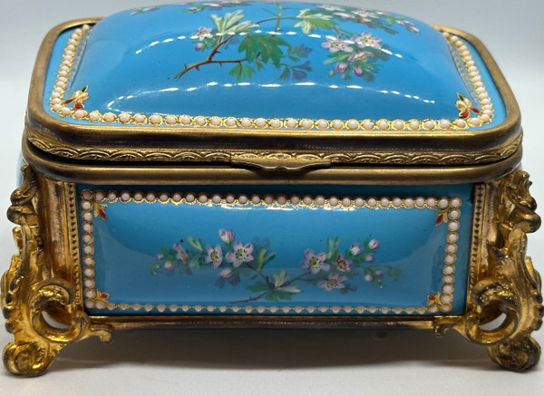 An enamel and gilt bronze jewelry box, late 19th century