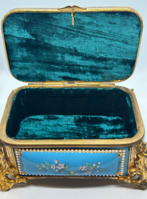 An enamel and gilt bronze jewelry box, late 19th century