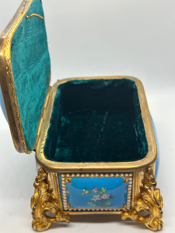 An enamel and gilt bronze jewelry box, late 19th century