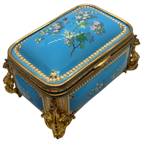 An enamel and gilt bronze jewelry box, late 19th century