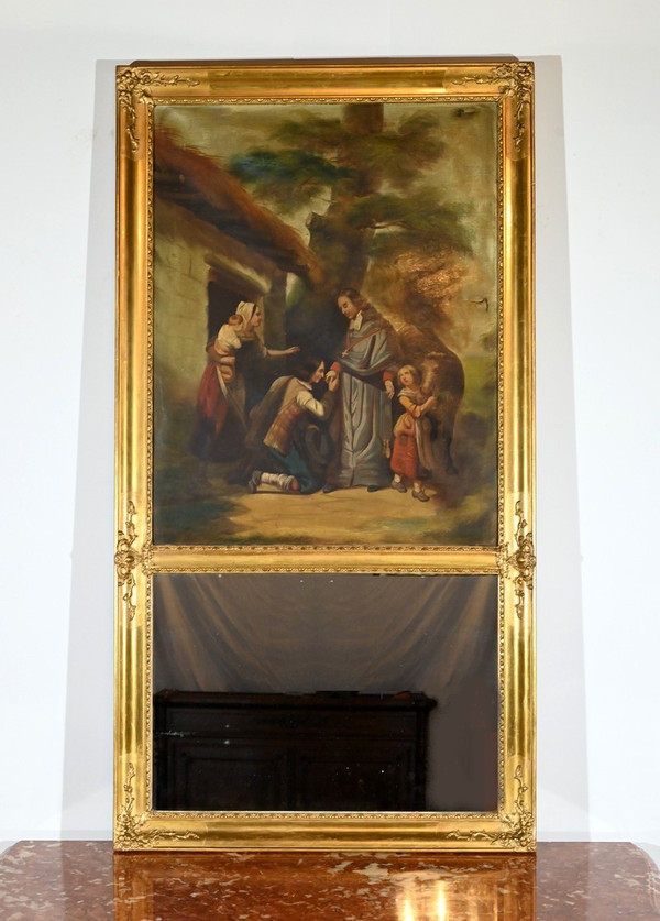 Specchio Trumeau in legno dorato, periodo di restauro - inizio XIX secolo
