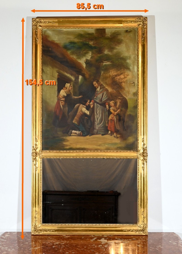 Specchio Trumeau in legno dorato, periodo di restauro - inizio XIX secolo