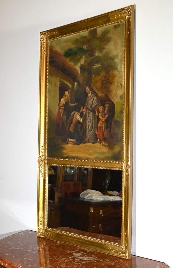 Specchio Trumeau in legno dorato, periodo di restauro - inizio XIX secolo