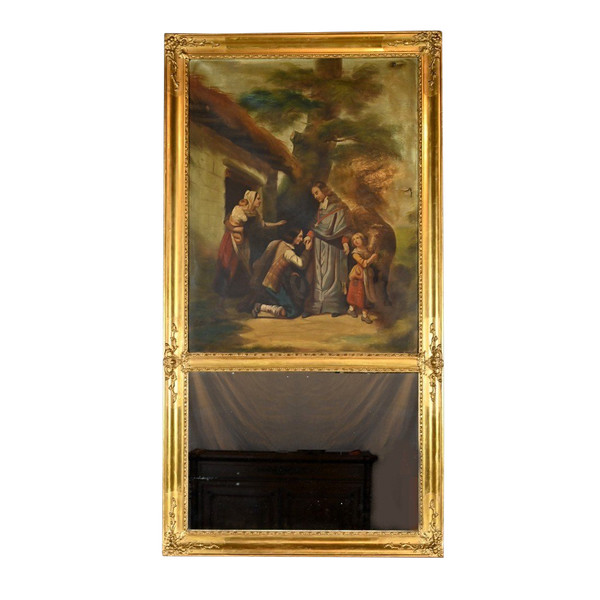 Specchio Trumeau in legno dorato, periodo di restauro - inizio XIX secolo