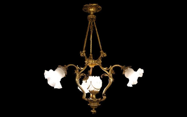 Art Nouveau Bronze Hanging lamp 1900's